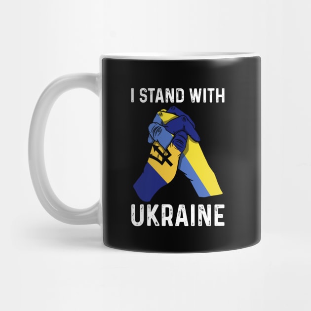 I Stand With Ukraine Barbados and Ukraine Flags Holding Hands by BramCrye